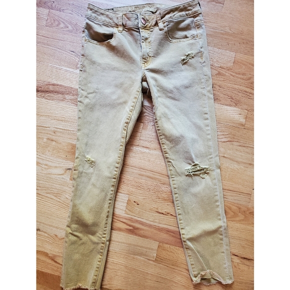 Mustard yellow distressed jeggings - Picture 1 of 3